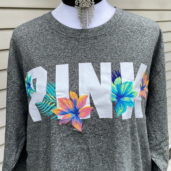 Embroidered Tropical PINK Tee - Picture 2 of 16